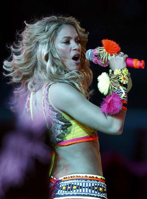 Shakira performs at the World Cup closing ceremony at Soccer City on Sunday. (Reuters)