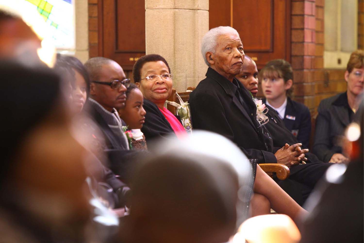 Nelson Mandela and his wife Graça Machel attend the funeral of his greatgranddaughter Zenani Mandela