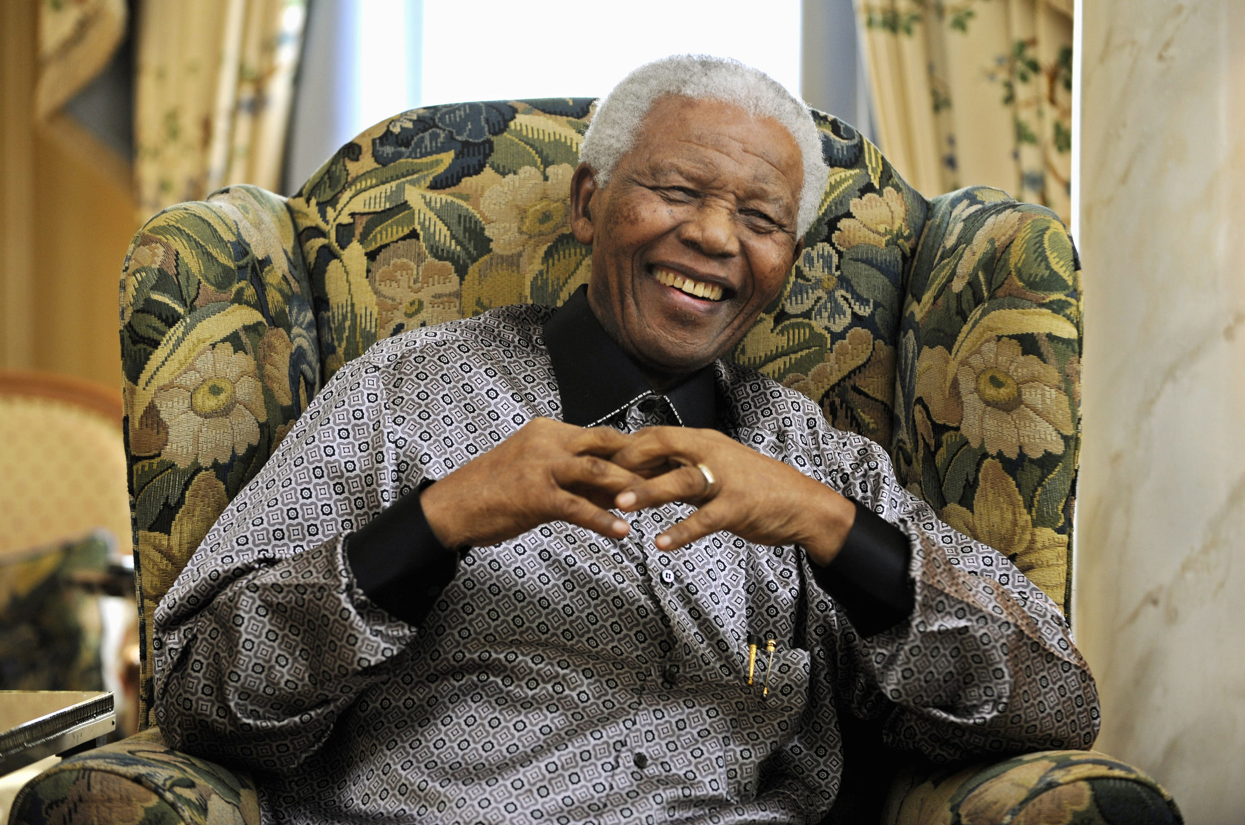 Nelson Mandela is pictured at his hotel in central London on June 24 2008. Mandela arrived in Britain ahead of a 90th birthday concert in his honour in London's Hyde Park.