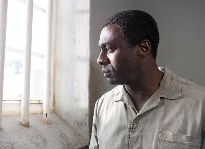 Actor Idris Elba plays Nelson Mandela in the 2013 film Mandela: Long Walk to Freedom.